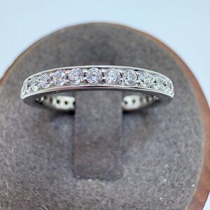 VTG Solid Sterling Silver 925 Cubic Zirconia Pavé Set Band Ring Size 6.75